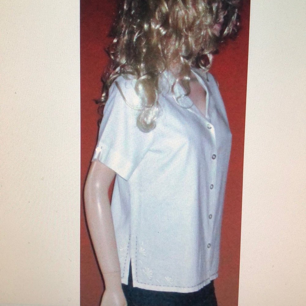 NWT Sag Harbor Linen Short Sleeve White Shirt 12